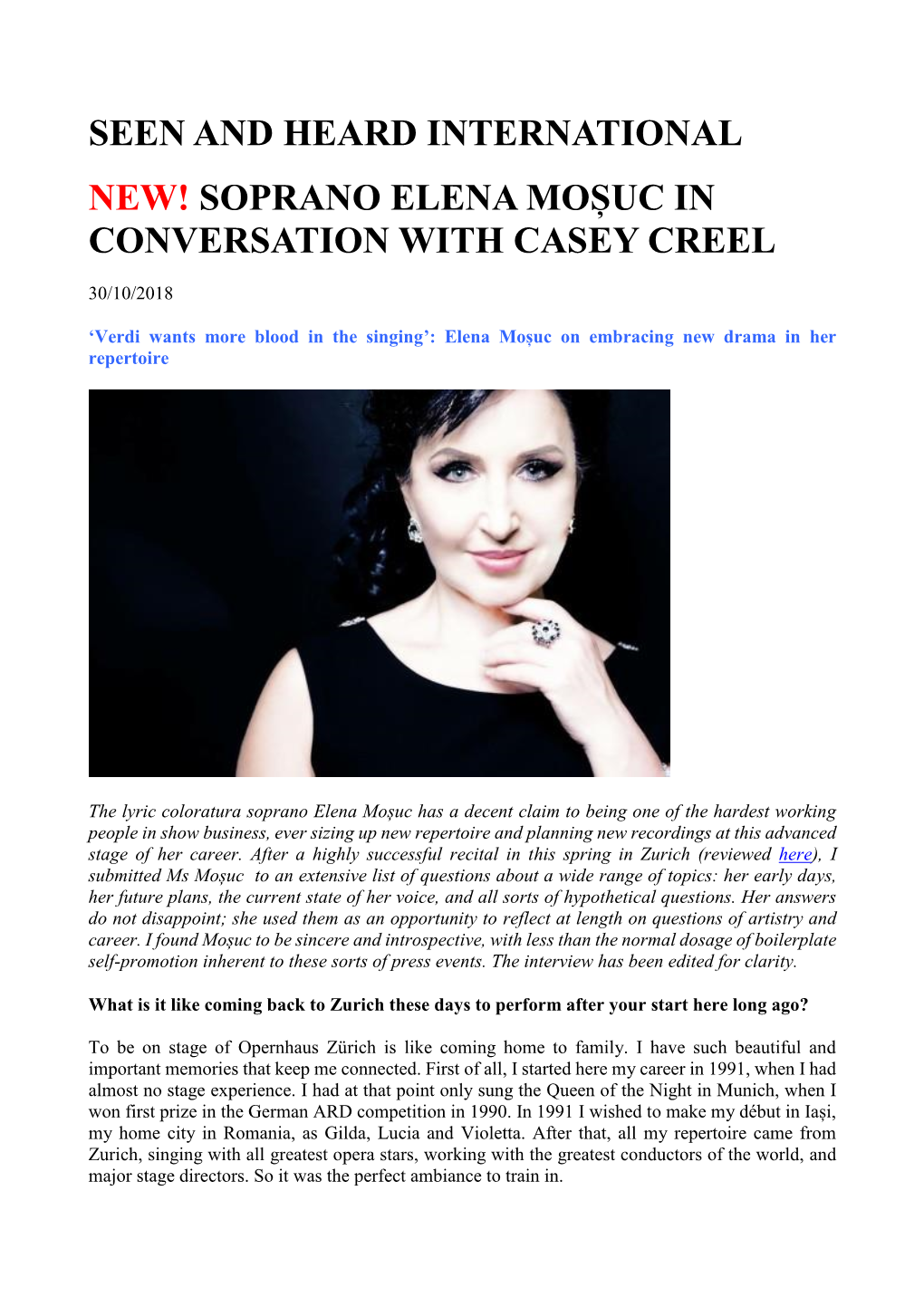 Soprano Elena Moșuc in Conversation with Casey Creel