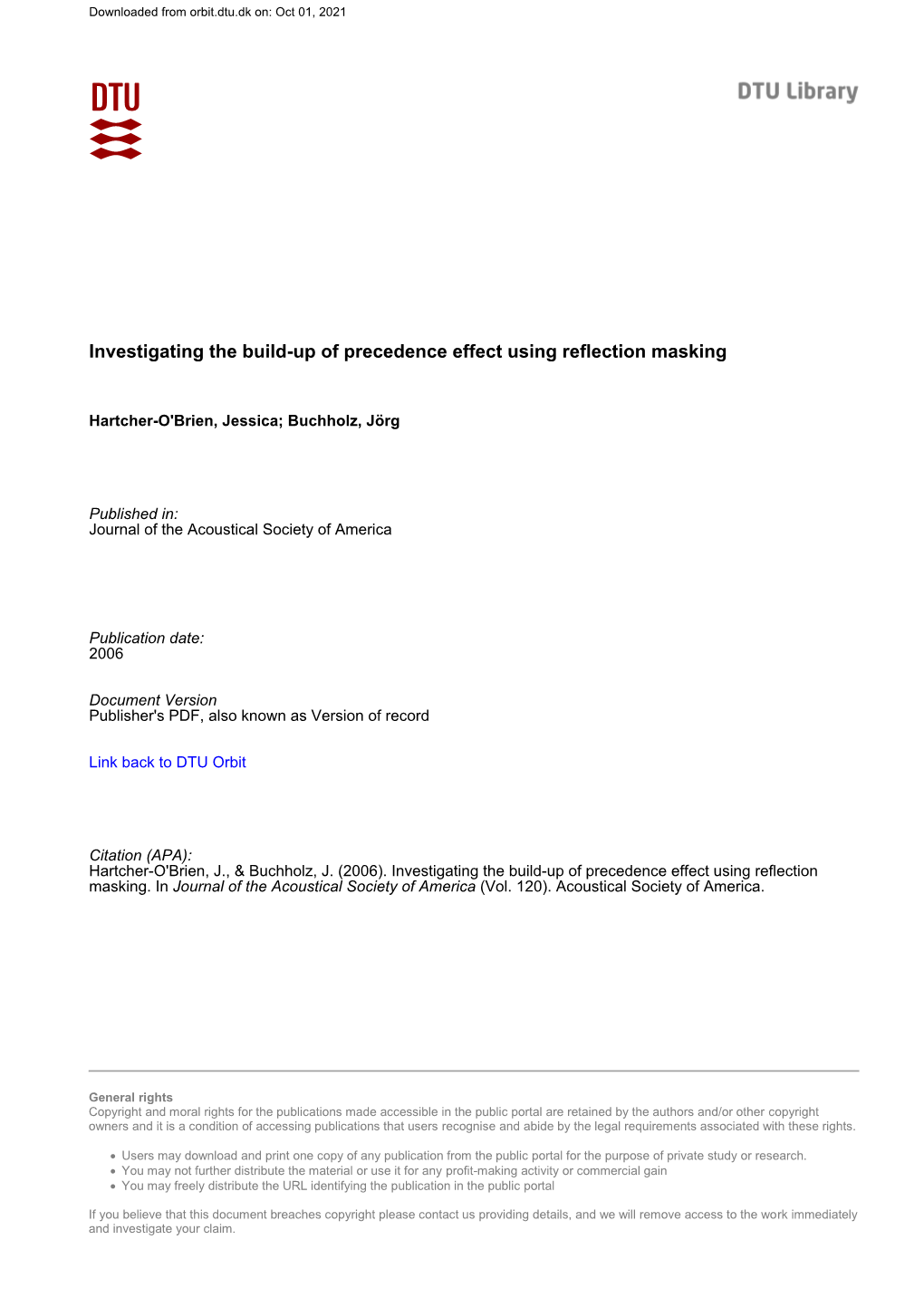 Investigating the Build-Up of Precedence Effect Using Reflection Masking