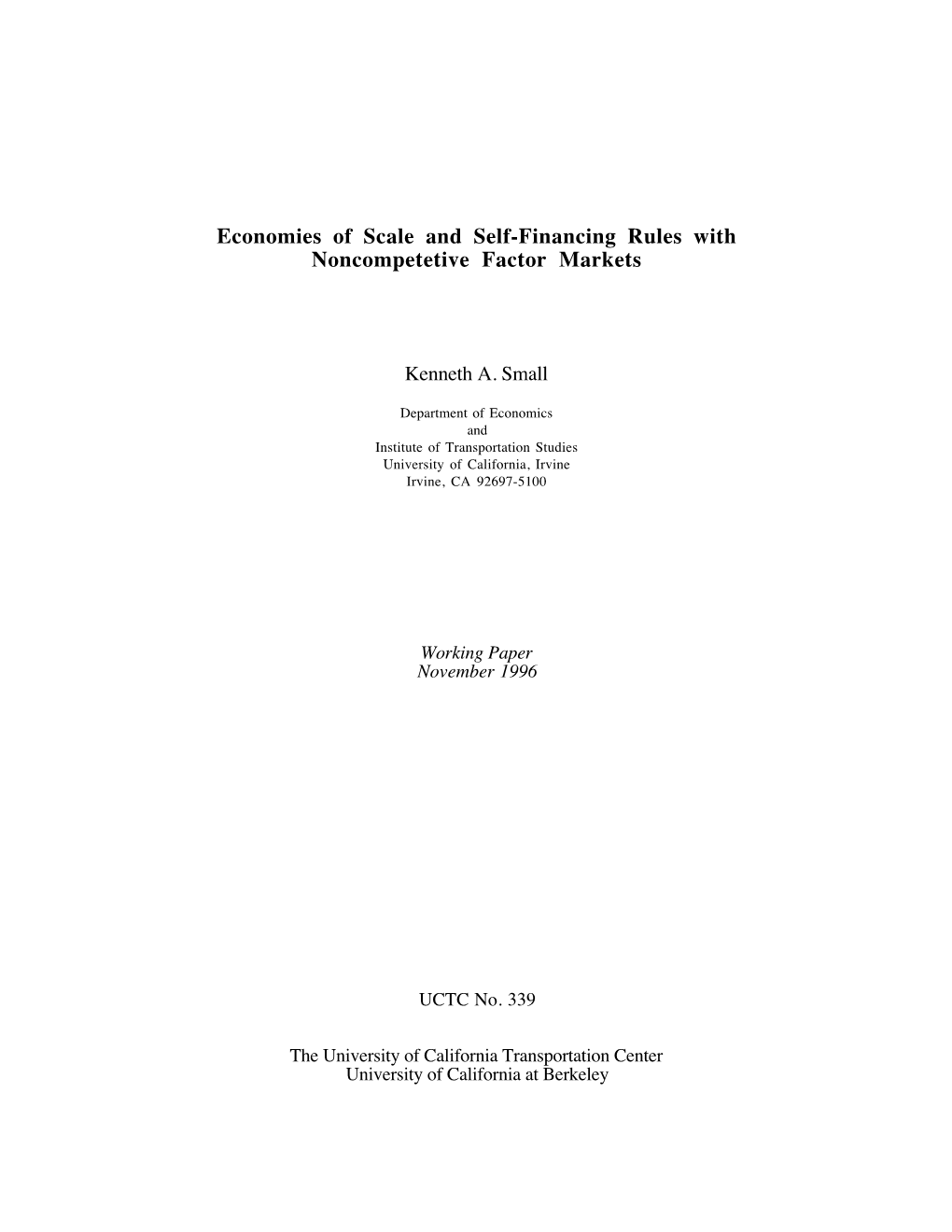 Economies of Scale and Self-Financing Rules with Noncompetetive Factor Markets