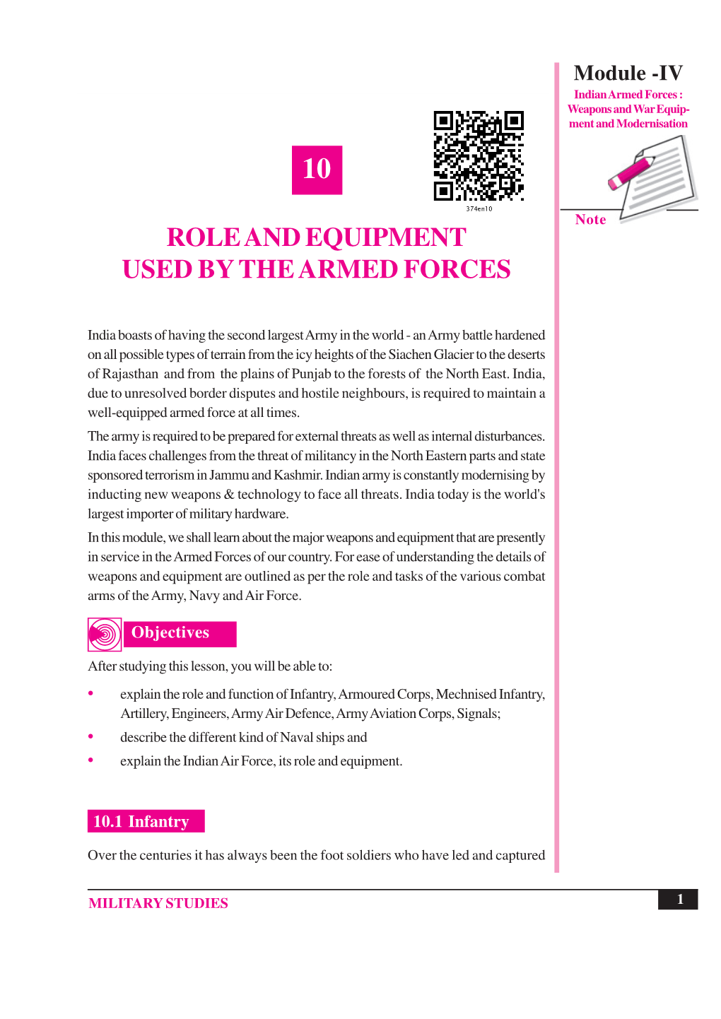 Chapter-10. ROLE and EQUIPMENT USED by the ARMED FORCES