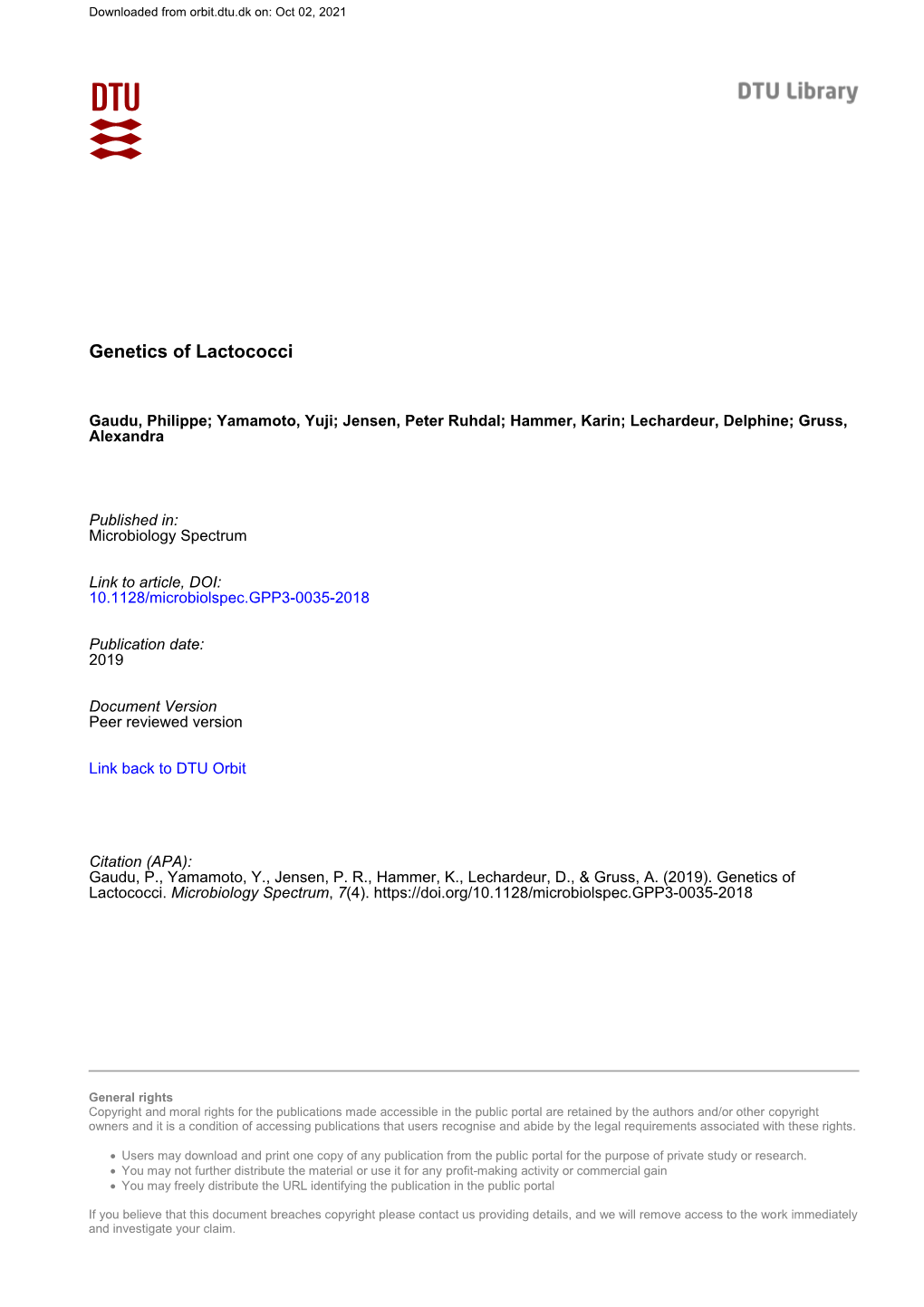 Genetics of Lactococci