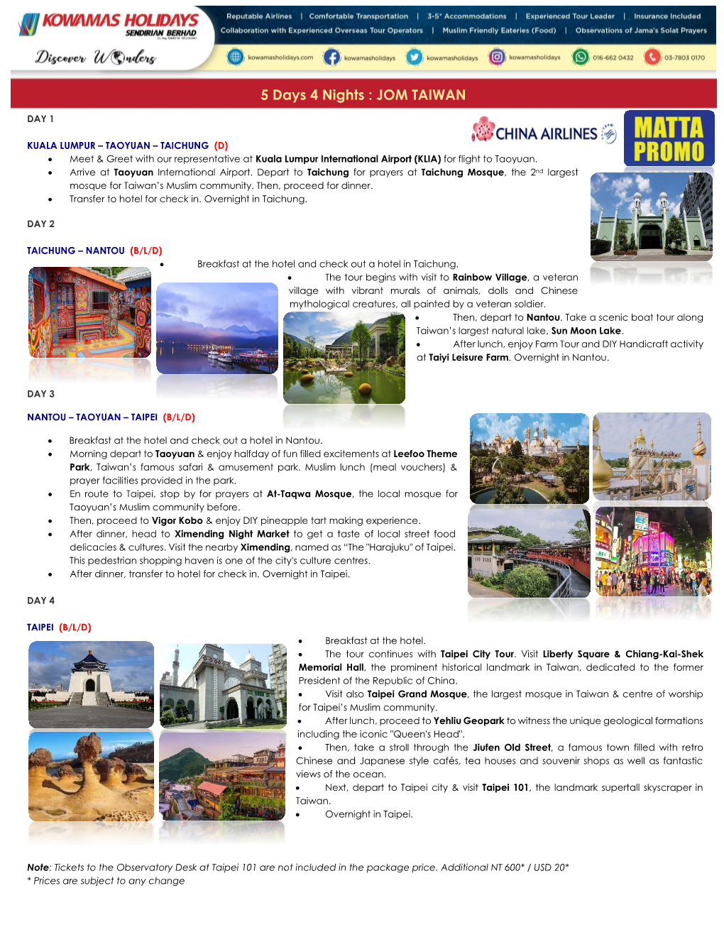 5 Days 4 Nights : JOM TAIWAN