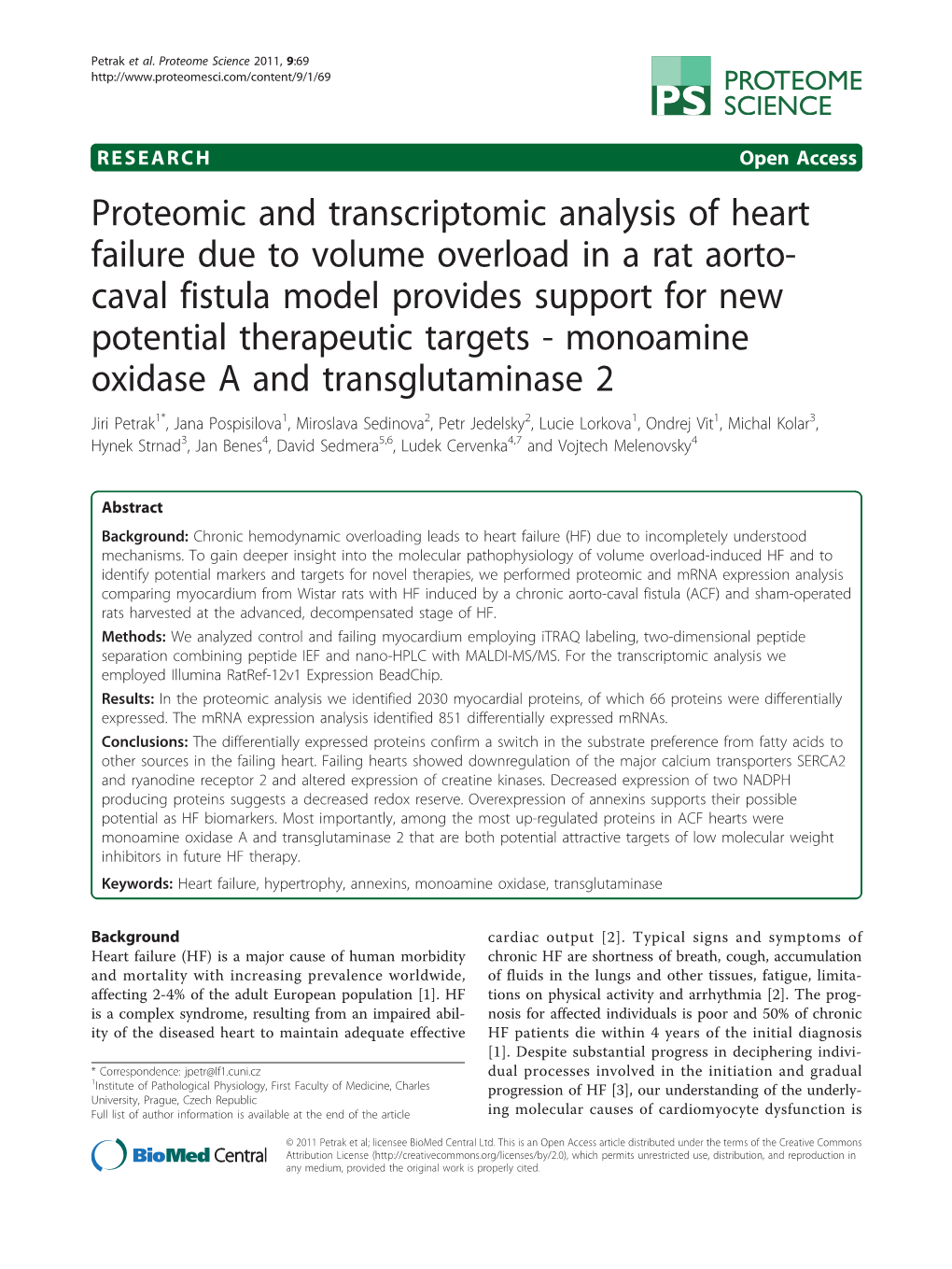Proteomic and Transcriptomic Analysis of Heart Failure