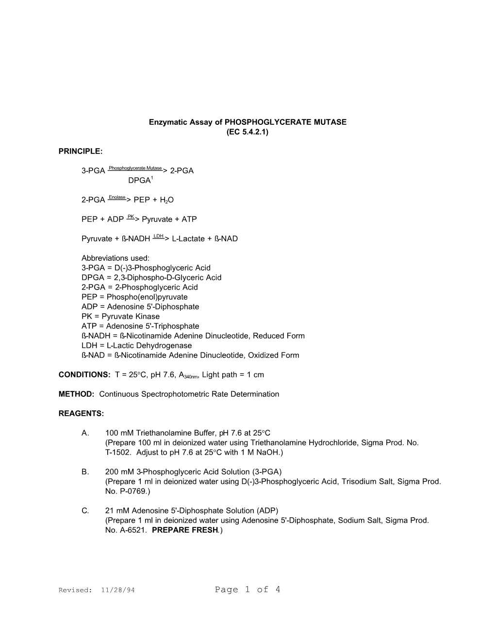 Phosphoglycerate Mutase (Ec 5.4.2.1)