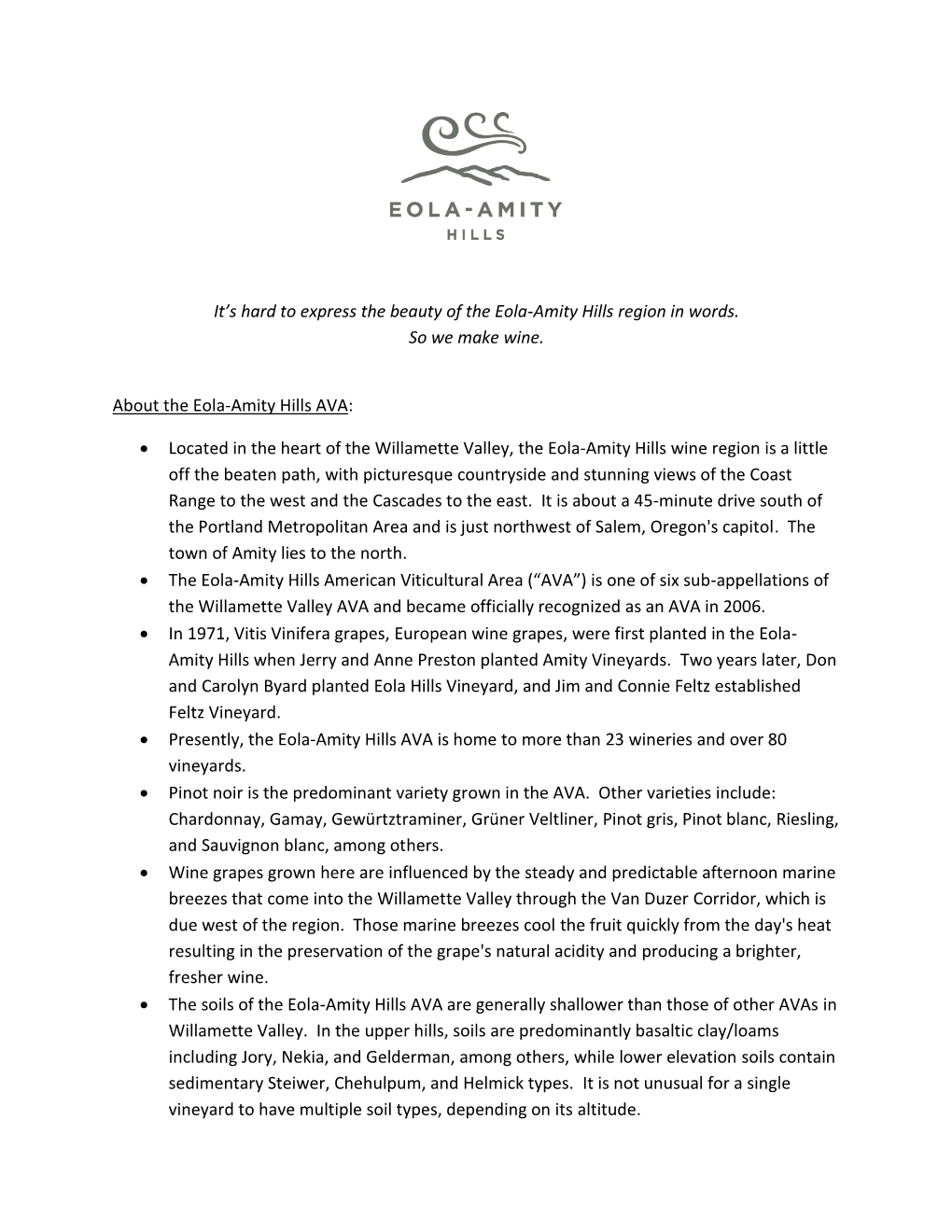 Download the Eola-Amity Hills AVA Fact Sheet