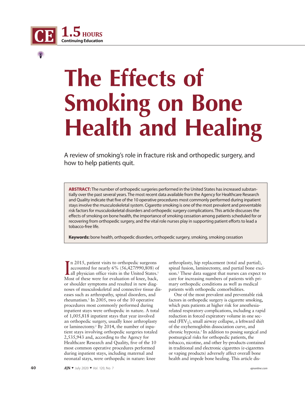 The Effects of Smoking on Bone Health and Healing