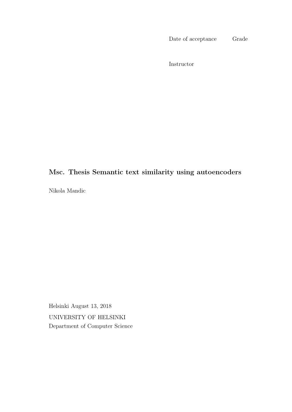 Msc. Thesis Semantic Text Similarity Using Autoencoders