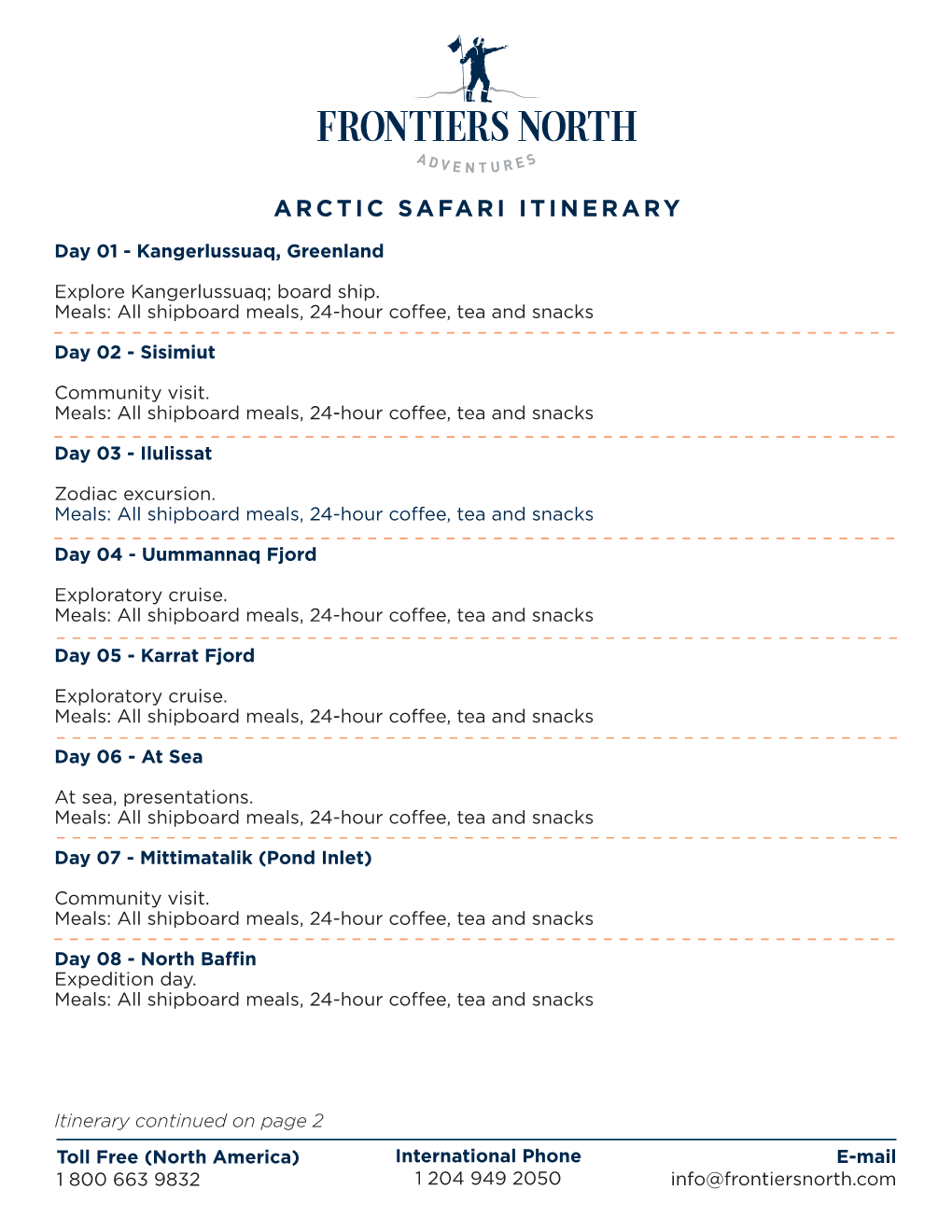 Arctic Safari Itinerary
