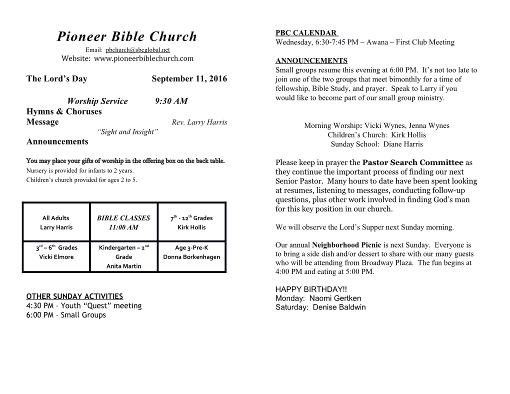 Pioneer Bible Church