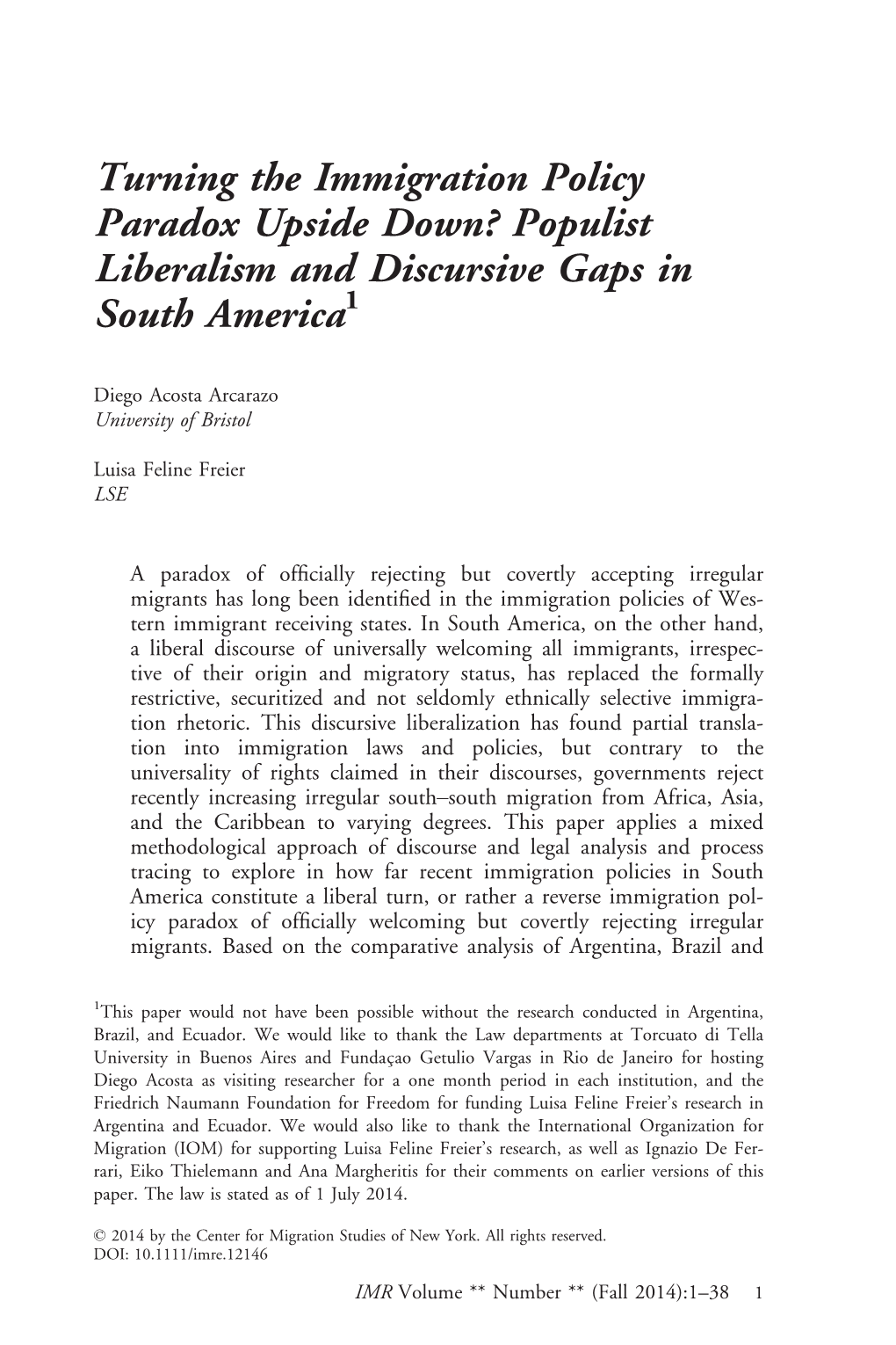 Populist Liberalism and Discursive Gaps in South America
