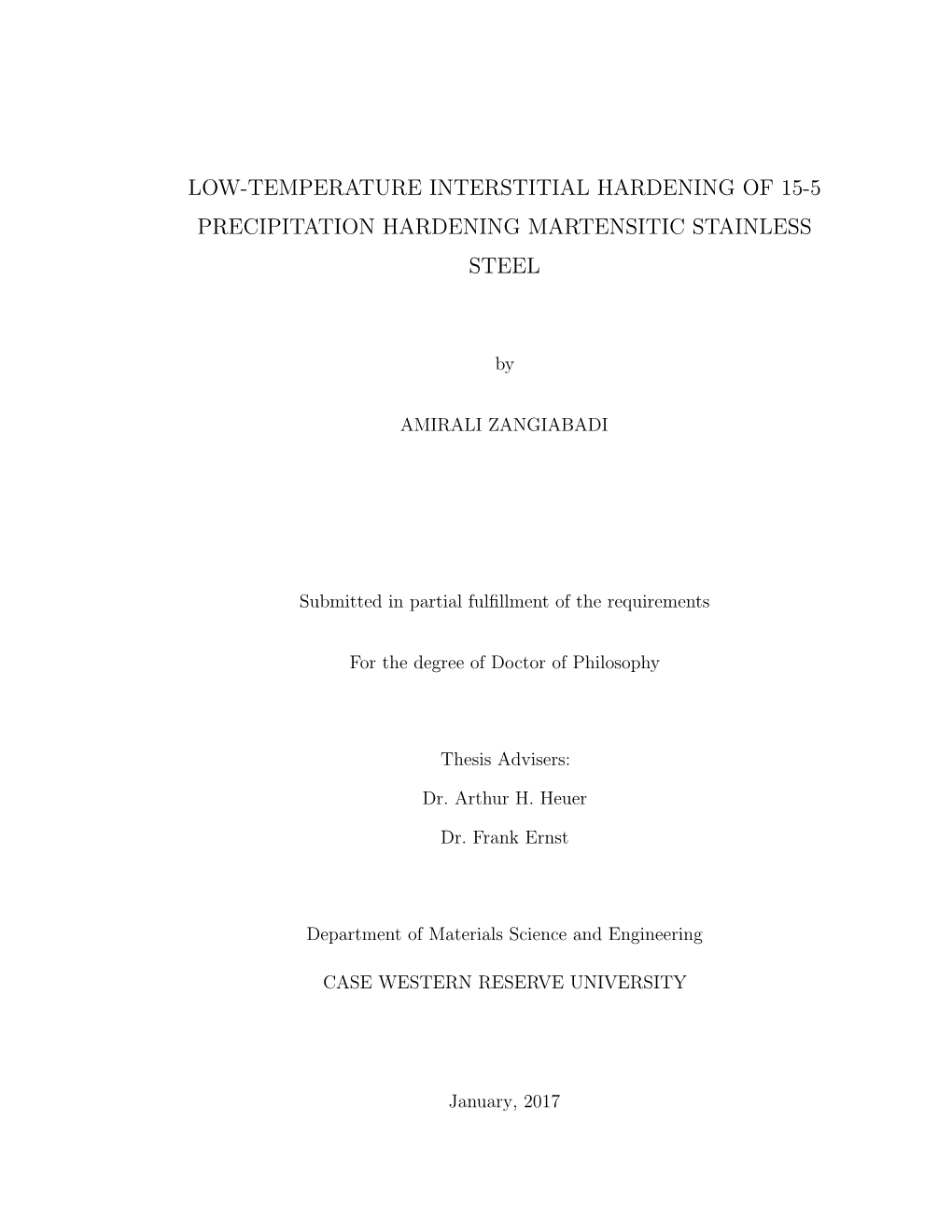 Low-Temperature Interstitial Hardening of 15-5 Precipitation Hardening Martensitic Stainless Steel