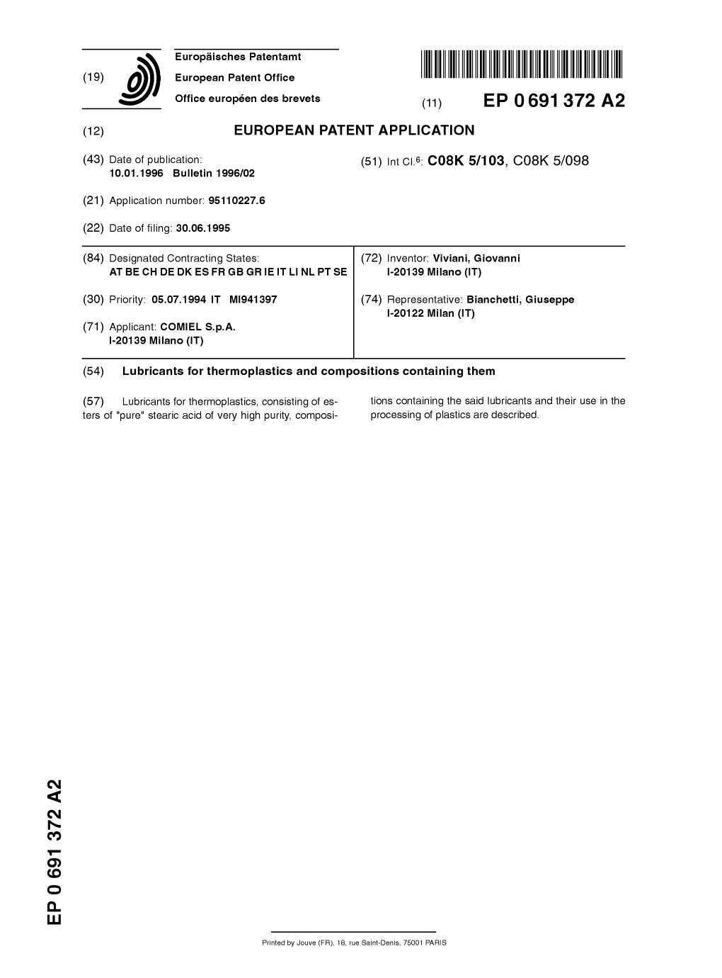 Lubricants for Thermoplastics and Compositions Containing Them