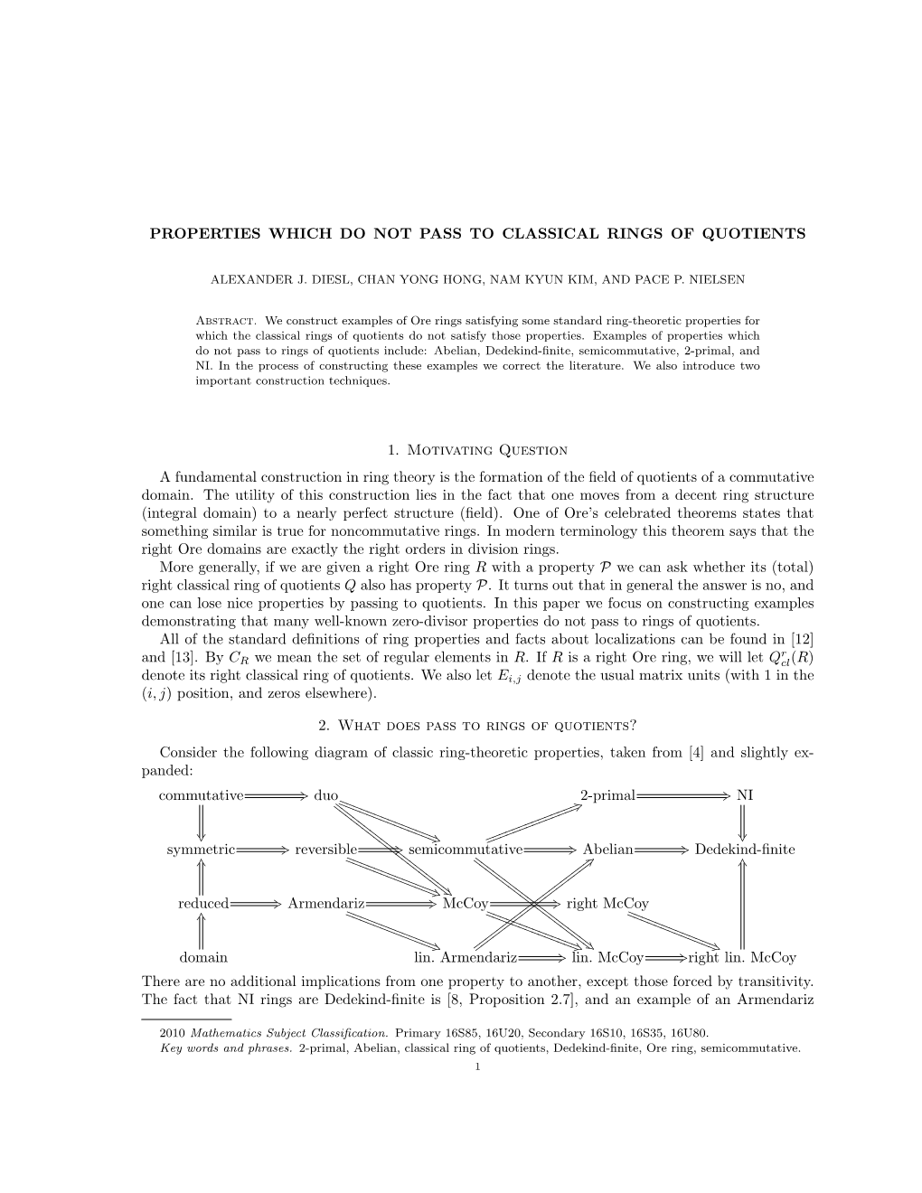 Properties Which Do Not Pass to Classical Rings of Quotients