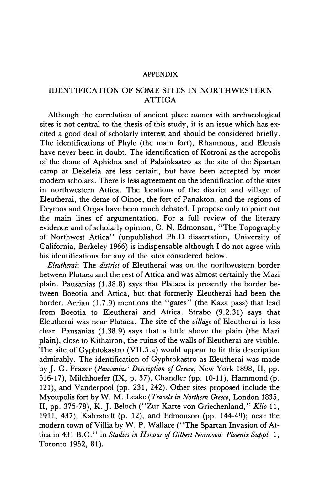 Identification of Some Sites in Northwestern Attica