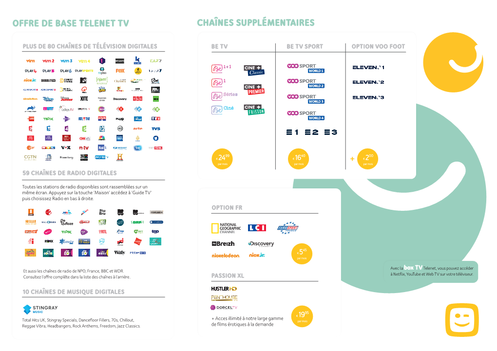 Chaînes Supplémentaires Offre De Base Telenet Tv