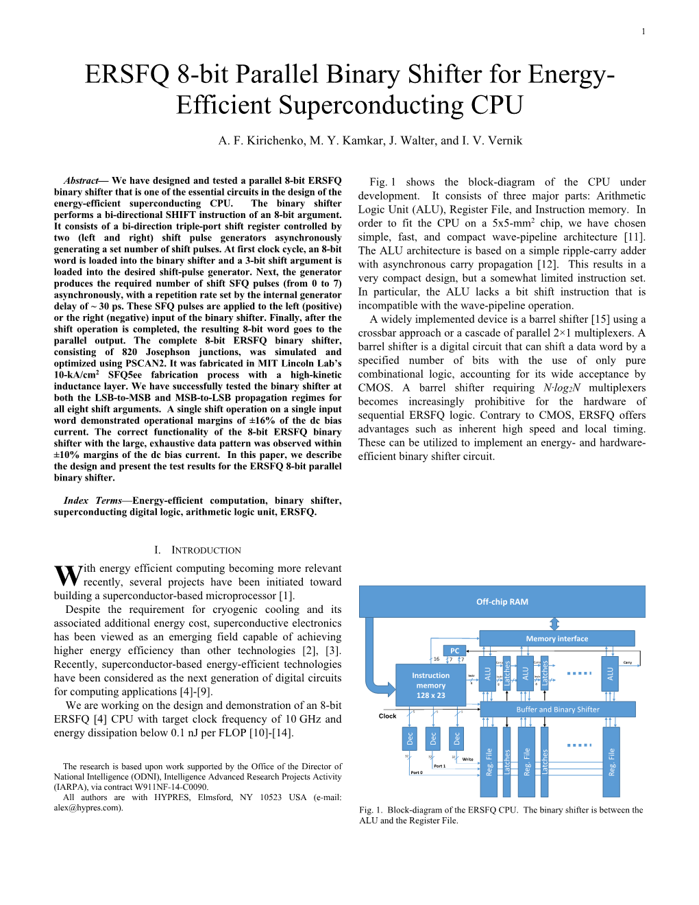 ERSFQ 8-Bit Parallel Binary Shifter for Energy- Efficient Superconducting CPU