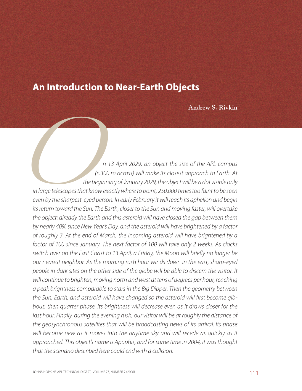 An Introduction to Near-Earth Objects