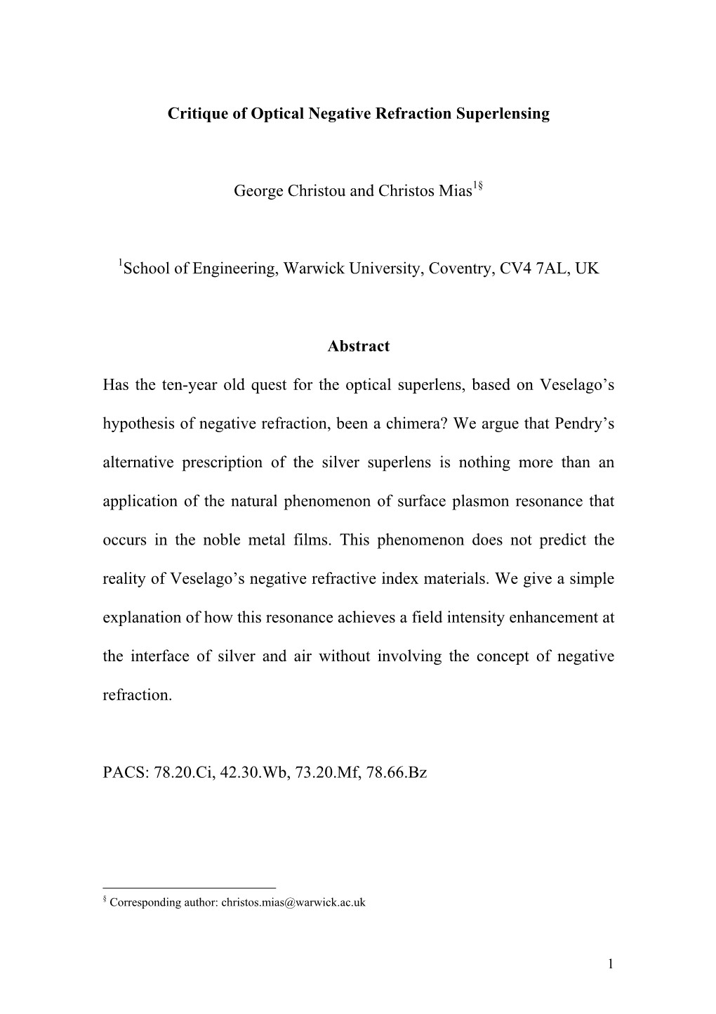 Critique of Optical Negative Refraction Superlensing