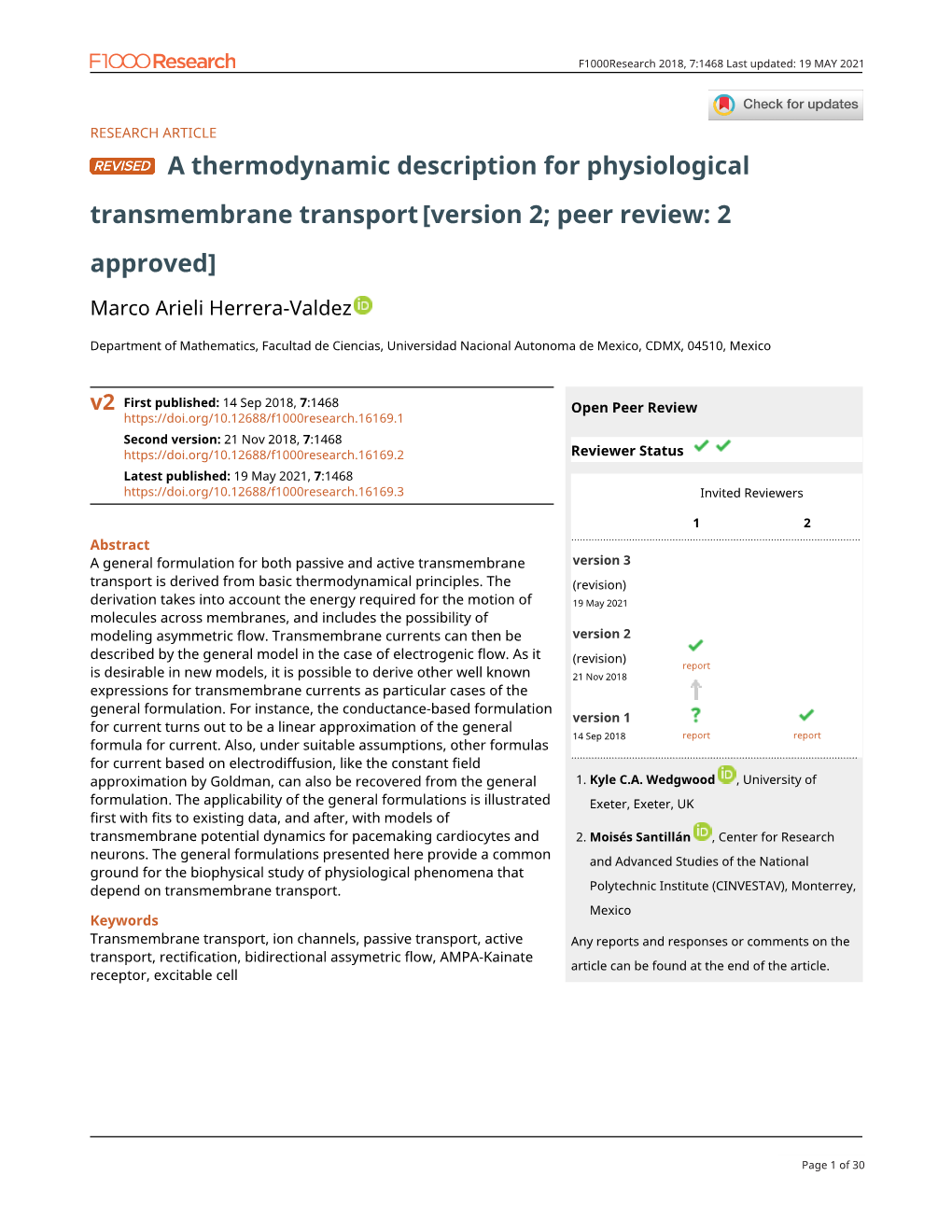 Transmembrane Transport[Version 2; Peer Review: 2 Approved]