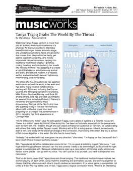 Tanya Tagaq Grabs the World by the Throat by Mary Dickie | February 2014