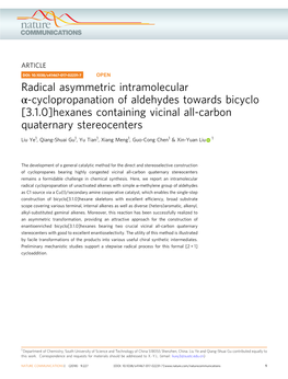 Cyclopropanation of Aldehydes Towards Bicyclo[3.1.0]Hexanes