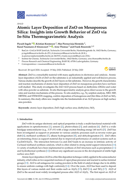 Atomic Layer Deposition of Zno on Mesoporous Silica: Insights Into Growth Behavior of Zno Via In-Situ Thermogravimetric Analysis