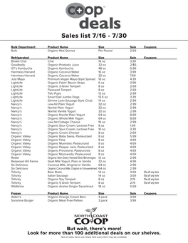 Sales List 7/16 - 7/30