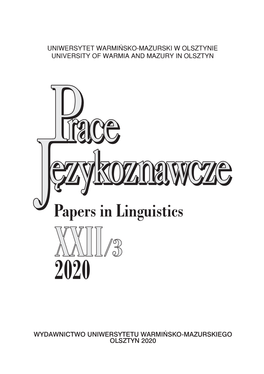 XXII/3 Prace Językoznawcze