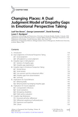 Changing Places: a Dual Judgment Model of Empathy Gaps in Emotional Perspective Taking