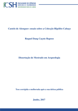 Castelo De Alenquer: Ensaio Sobre a Colecção Hipólito Cabaço