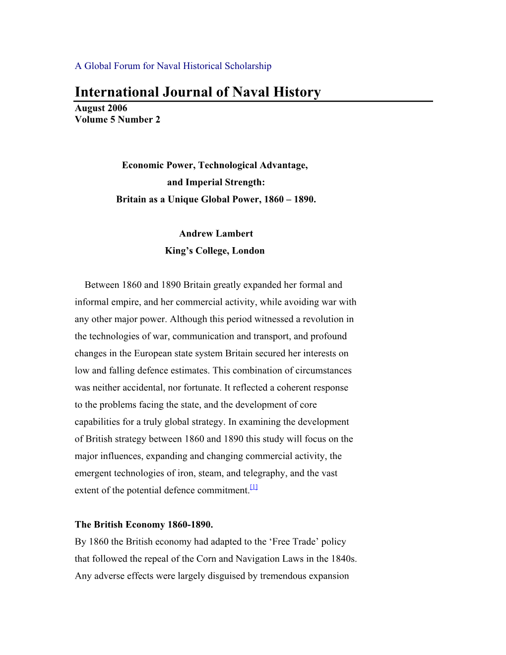 A Global Forum for Naval Historical Scholarship