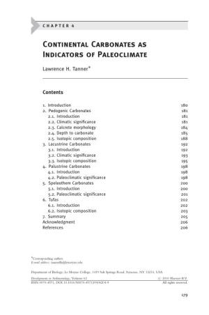 Continental Carbonates As Indicators of Paleoclimate