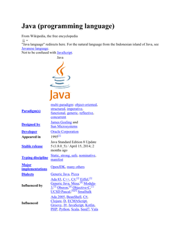 Java (Programming Langua a (Programming Language)