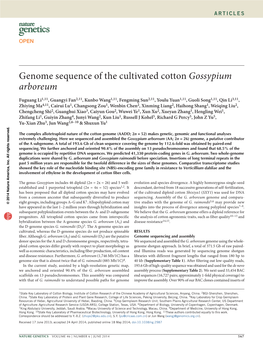 Genome Sequence of the Cultivated Cotton Gossypium Arboreum