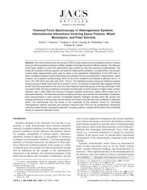 Intermolecular Interactions Involving Epoxy Polymer, Mixed Monolayers, and Polar Solvents Dmitri V