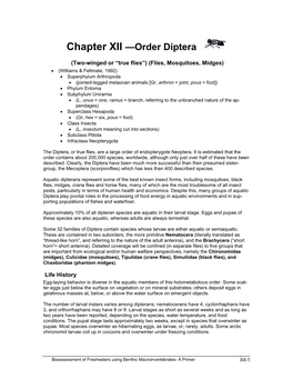 Chapter XII —Order Diptera