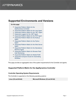 Supported Environments and Versions