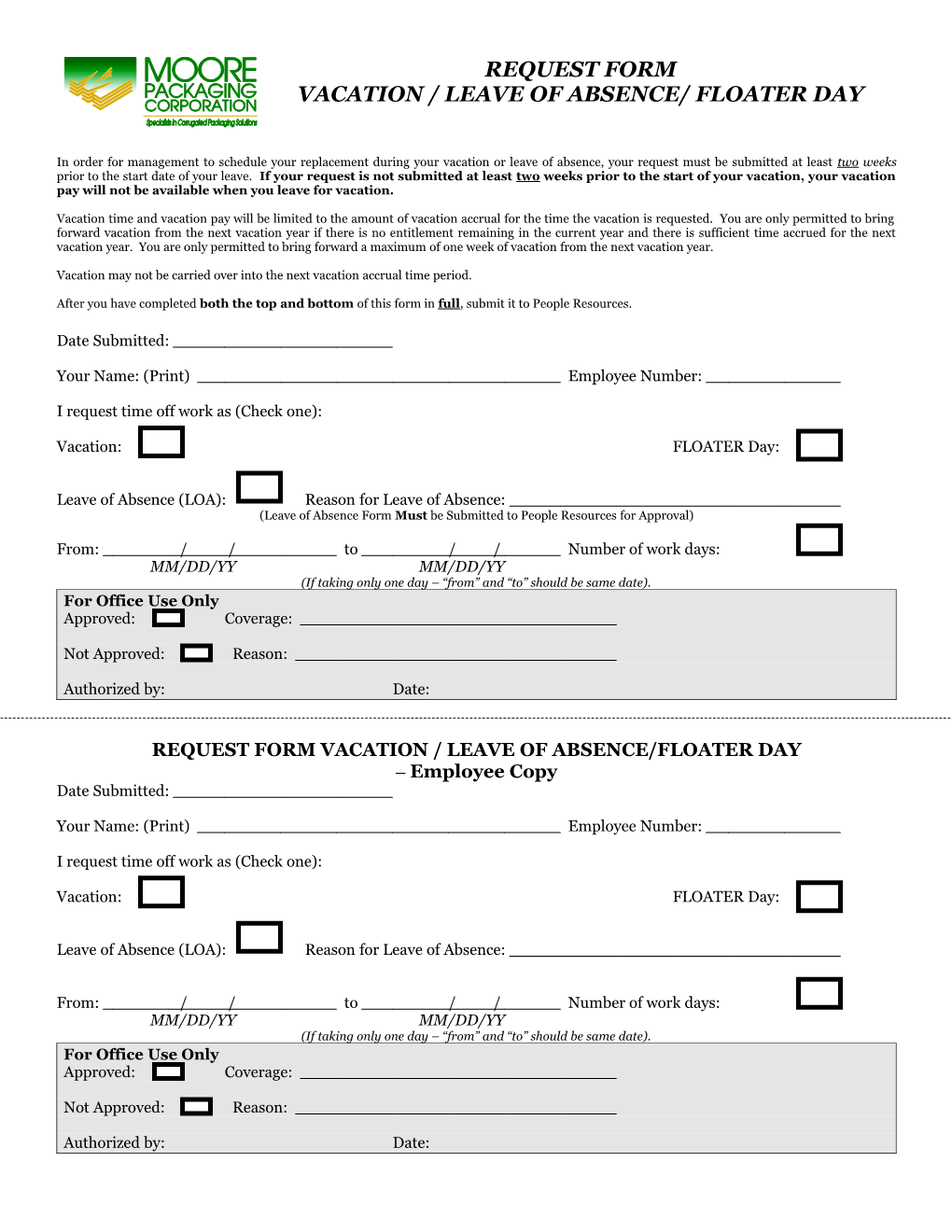 Vacation Request Form s1