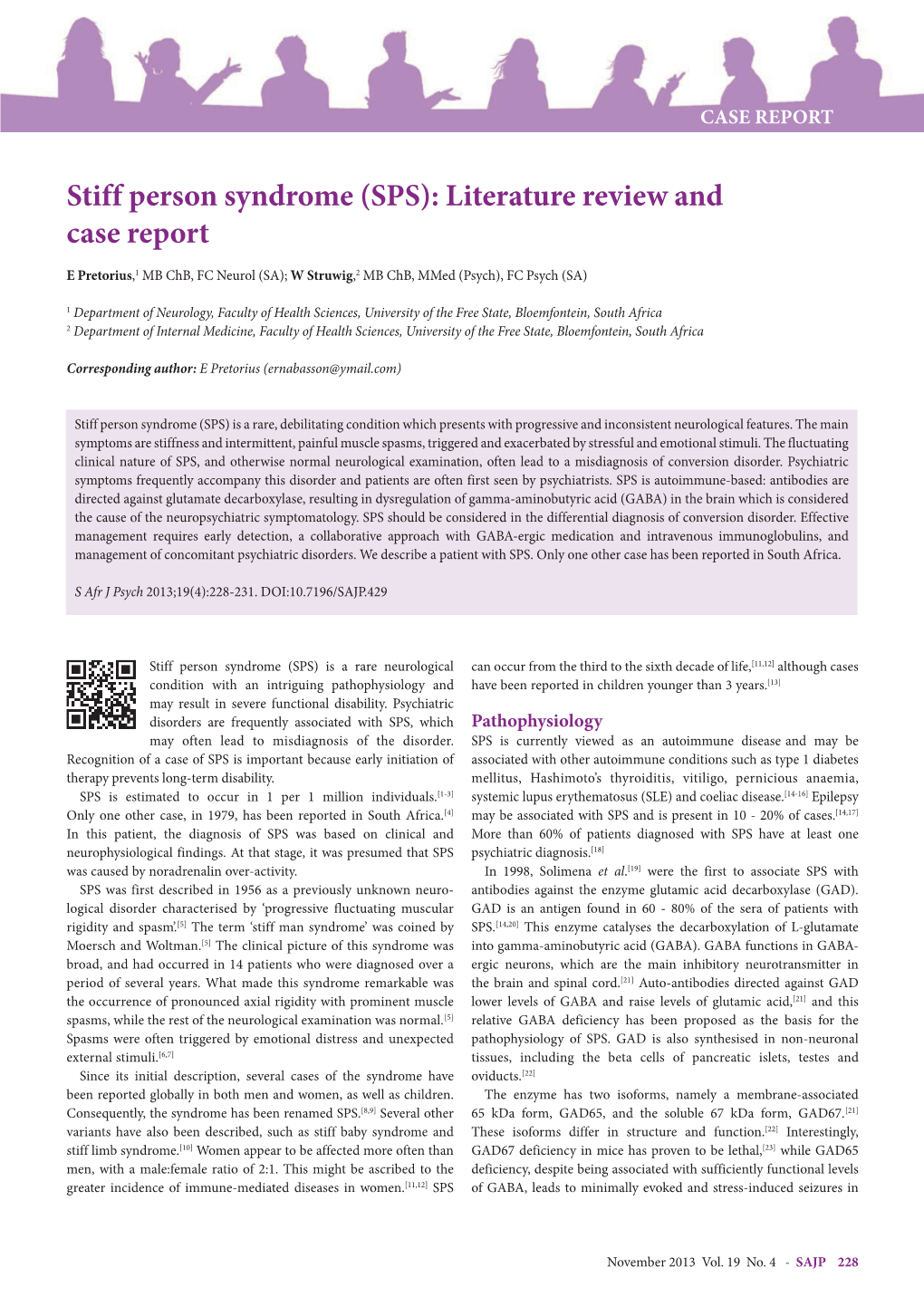 Stiff Person Syndrome (SPS): Literature Review and Case Report