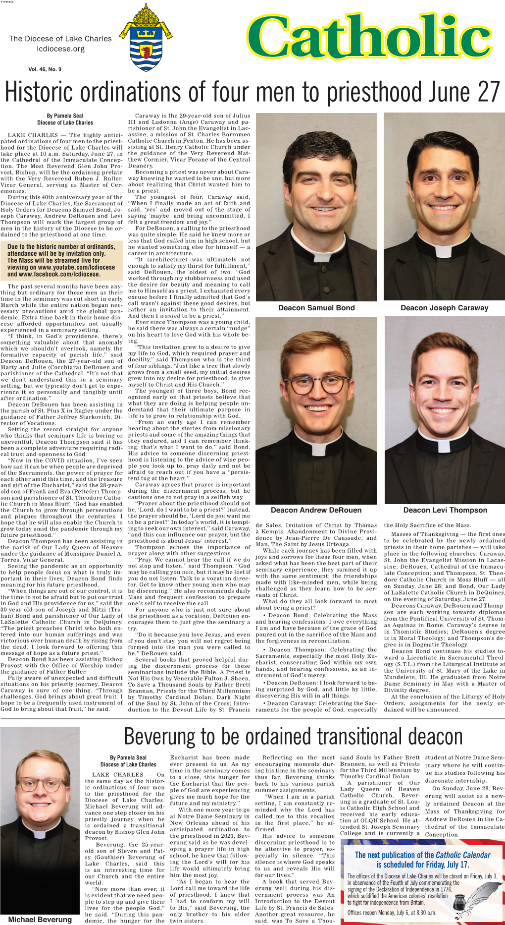 Historic Ordinations of Four Men to Priesthood June 27