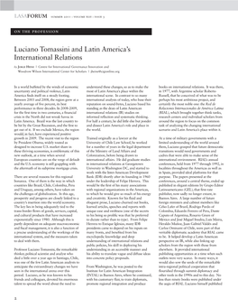 Luciano Tomassini and Latin America's International Relations