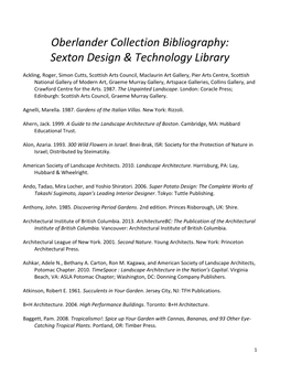 Oberlander Collection Bibliography: Sexton Design & Technology Library