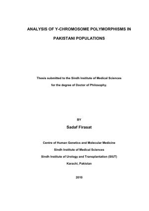 Analysis of Y-Chromosome Polymorphisms in Pakistani