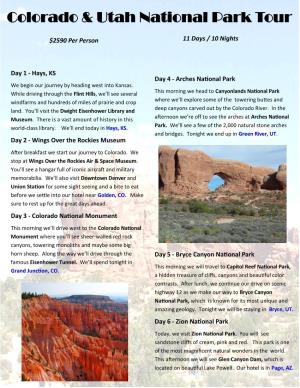Colorado & Utah National Park Tour