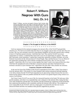 Robert F. Williams, Negroes with Guns, Ch. 3-5, 1962