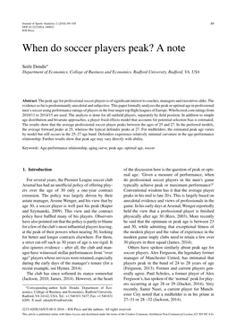 When Do Soccer Players Peak? a Note