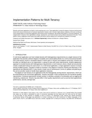 Implementation Patterns for Multi-Tenancy