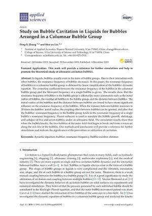 Study on Bubble Cavitation in Liquids for Bubbles Arranged in a Columnar Bubble Group