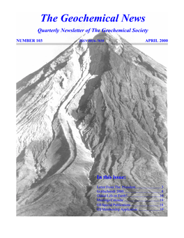 The Geochemical News Quarterly Newsletter of the Geochemical Society