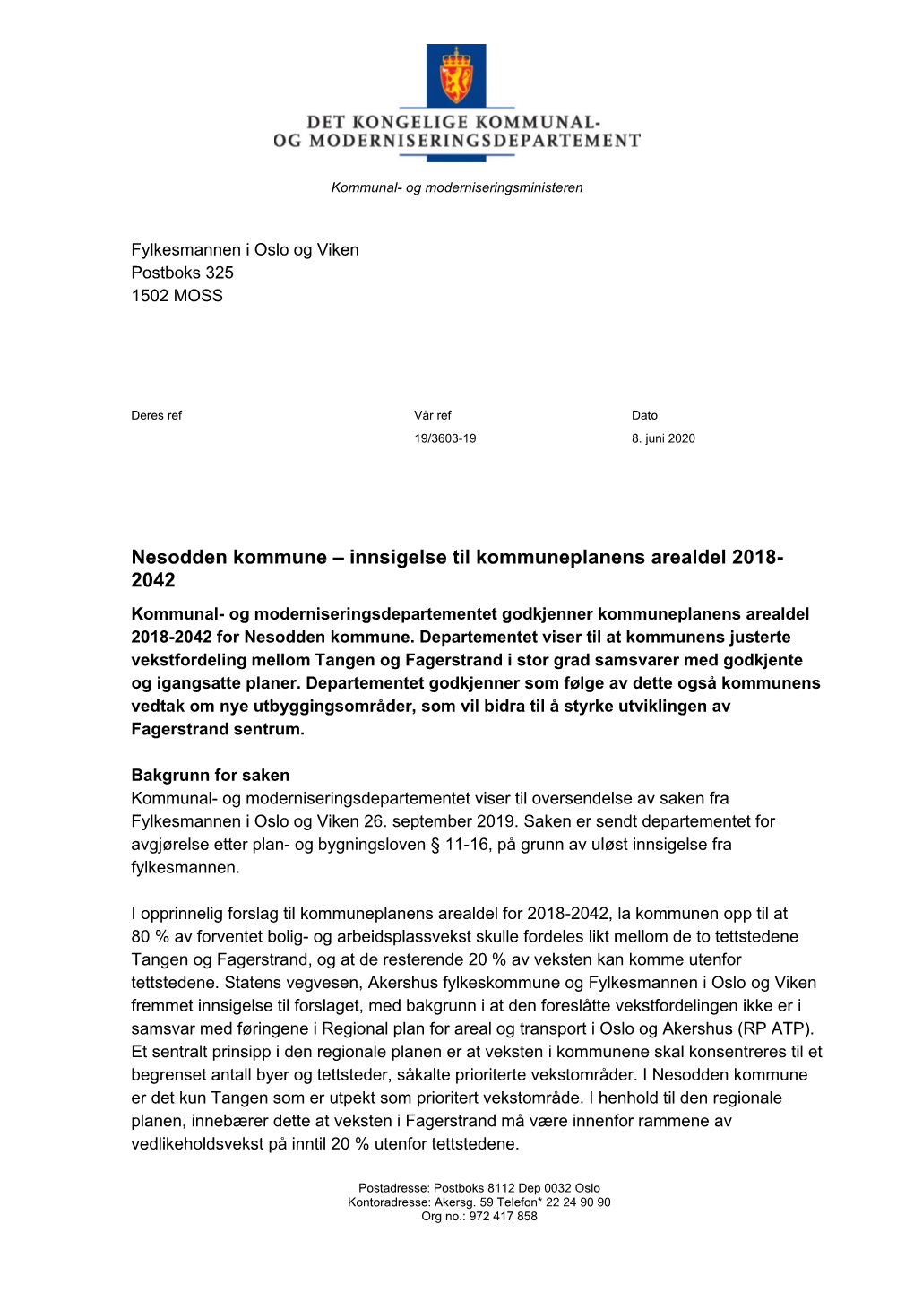 Nesodden Kommune – Innsigelse Til Kommuneplanens Arealdel 2018